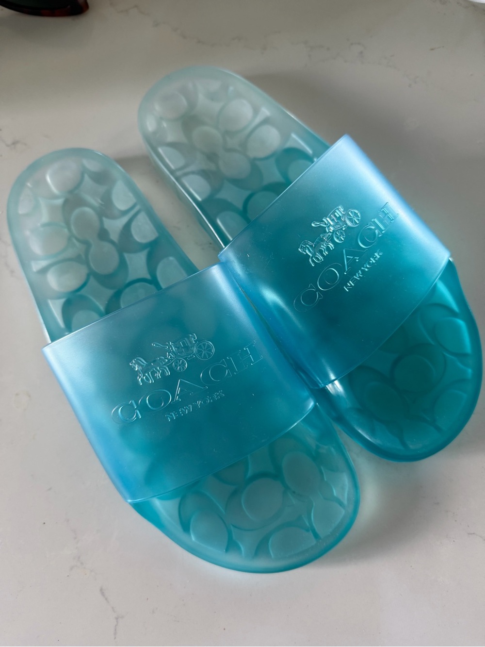 Coach Ulyssa Blue Jelly Pool Slides
